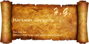 Hartman Gergely névjegykártya
